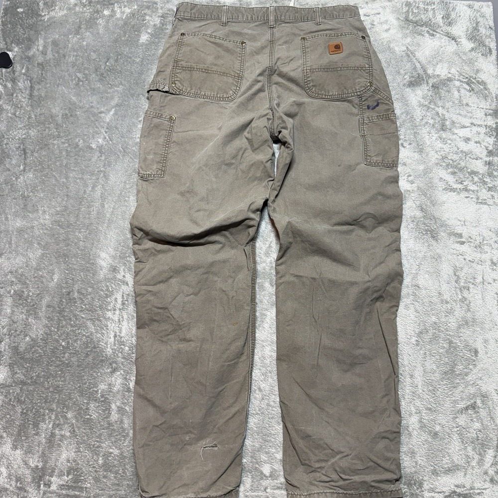 Carhartt B195 LBR Double Knee Canvas Carpenter Work Pants Brown Distressed 36x35 - Picture 3 of 16